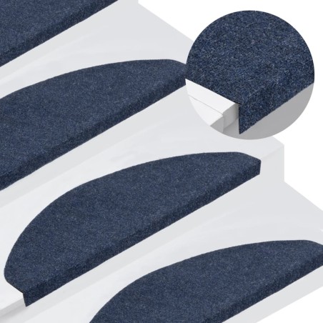 vidaXL Alfombrilla autoadhesiva de escalera 15 uds azul 65x22,5x3,5 cm