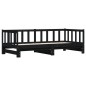 vidaXL Sofá cama nido madera maciza de pino negro 90x200 cm vidaXL Sofá cama nido madera maciza de pino negro 90x200 cm