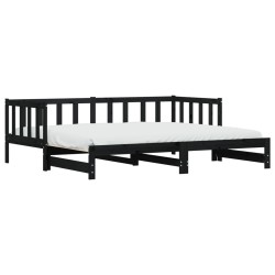 vidaXL Sofá cama nido madera maciza de pino negro 90x190 cm