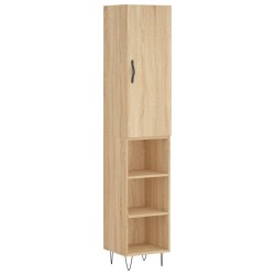 vidaXL Aparador de madera contrachapada roble Sonoma 34,5x34x180 cm