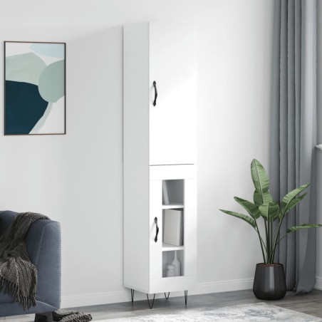 vidaXL Aparador alto madera contrachapada blanco 34,5x34x180 cm