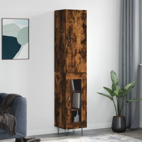 vidaXL Aparador de madera contrachapada roble ahumado 34,5x34x180 cm