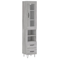 vidaXL Aparador alto madera contrachapada gris Sonoma 34,5x34x180 cm