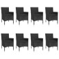 vidaXL Set de comedor de jardín 9 pzas y cojines ratán sintético negro vidaXL Set de comedor de jardín 9 pzas y cojines ratán sintético negro