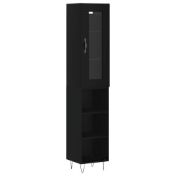 vidaXL Aparador de madera contrachapada negro 34,5x34x180 cm