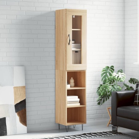 vidaXL Aparador de madera contrachapada roble Sonoma 34,5x34x180 cm