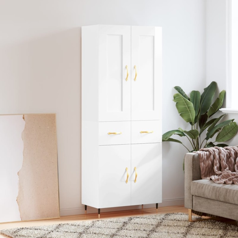 vidaXL Aparador alto madera contrachapada blanco brillo 69,5x34x180 cm vidaXL Aparador alto madera contrachapada blanco brillo 69,5x34x180 cm