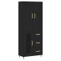vidaXL Aparador alto madera contrachapada negro 69,5x34x180 cm vidaXL Aparador alto madera contrachapada negro 69,5x34x180 cm