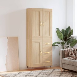 vidaXL Aparador alto madera contrachapada color roble 69,5x34x180 cm