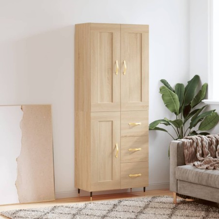 vidaXL Aparador alto madera contrachapada color roble 69,5x34x180 cm