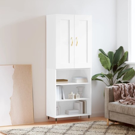 vidaXL Aparador alto madera contrachapada blanco 69,5x34x180 cm