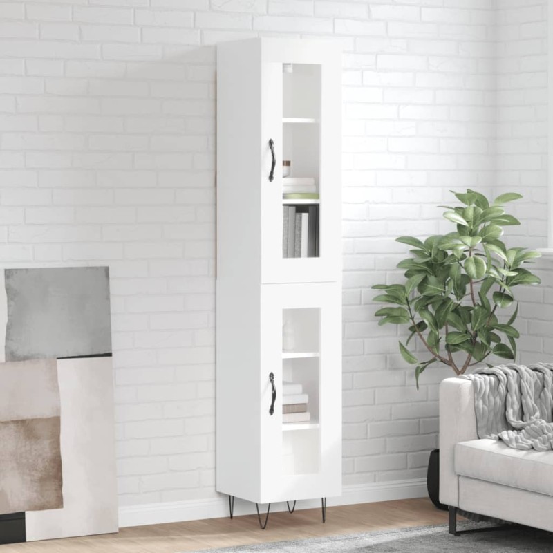 vidaXL Aparador alto madera contrachapada blanco brillo 34,5x34x180 cm vidaXL Aparador alto madera contrachapada blanco brillo 34,5x34x180 cm