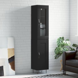 vidaXL Aparador de madera contrachapada negro 34,5x34x180 cm