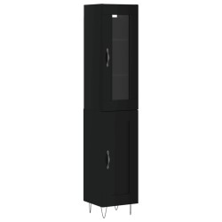 vidaXL Aparador de madera contrachapada negro 34,5x34x180 cm