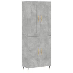 vidaXL Aparador alto madera contrachapada gris hormigón 69,5x34x180 cm