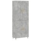 vidaXL Aparador alto madera contrachapada gris hormigón 69,5x34x180 cm
