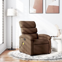 vidaXL Sillón reclinable con masaje de tela marrón
