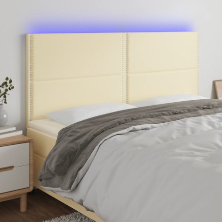 vidaXL Cabecero con luces LED cuero sintético crema 180x5x118/128 cm
