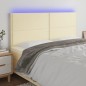 vidaXL Cabecero con luces LED cuero sintético crema 180x5x118/128 cm vidaXL Cabecero con luces LED cuero sintético crema 180x5x118/128 cm
