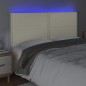vidaXL Cabecero con luces LED cuero sintético crema 180x5x118/128 cm vidaXL Cabecero con luces LED cuero sintético crema 180x5x118/128 cm