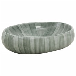 vidaXL Lavabo sobre encimera ovalado cerámica verde 59x40x15 cm