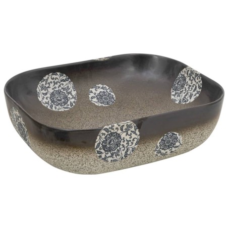 vidaXL Lavabo encimera rectangular cerámica multicolor 48x37,5x13,5cm
