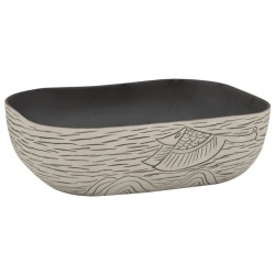 vidaXL Lavabo encimera rectangular cerámica gris negro 48x37,5x13,5 cm