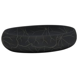 vidaXL Lavabo sobre encimera ovalado cerámica negro 59x40x15 cm