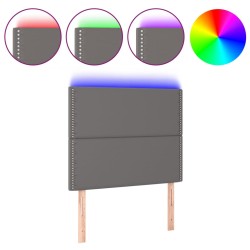 vidaXL Cabecero con luces LED cuero sintético gris 80x5x118/128 cm