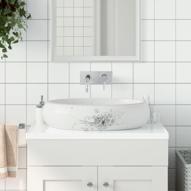 vidaXL Lavabo sobre encimera ovalado cerámica blanco 59x40x15 cm vidaXL Lavabo sobre encimera ovalado cerámica blanco 59x40x15 cm