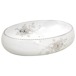 vidaXL Lavabo sobre encimera ovalado cerámica blanco 59x40x15 cm