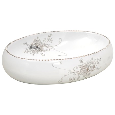 vidaXL Lavabo sobre encimera ovalado cerámica blanco 59x40x15 cm
