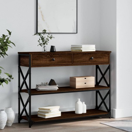 vidaXL Mesa consola madera de ingeniería marrón roble 100x28x75 cm