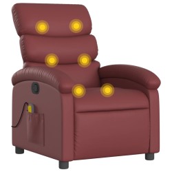 vidaXL Sillón de masaje reclinable cuero sintético rojo tinto