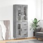vidaXL Aparador alto madera contrachapada gris hormigón 69,5x34x180 cm vidaXL Aparador alto madera contrachapada gris hormigón 69,5x34x180 cm
