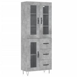 vidaXL Aparador alto madera contrachapada gris hormigón 69,5x34x180 cm