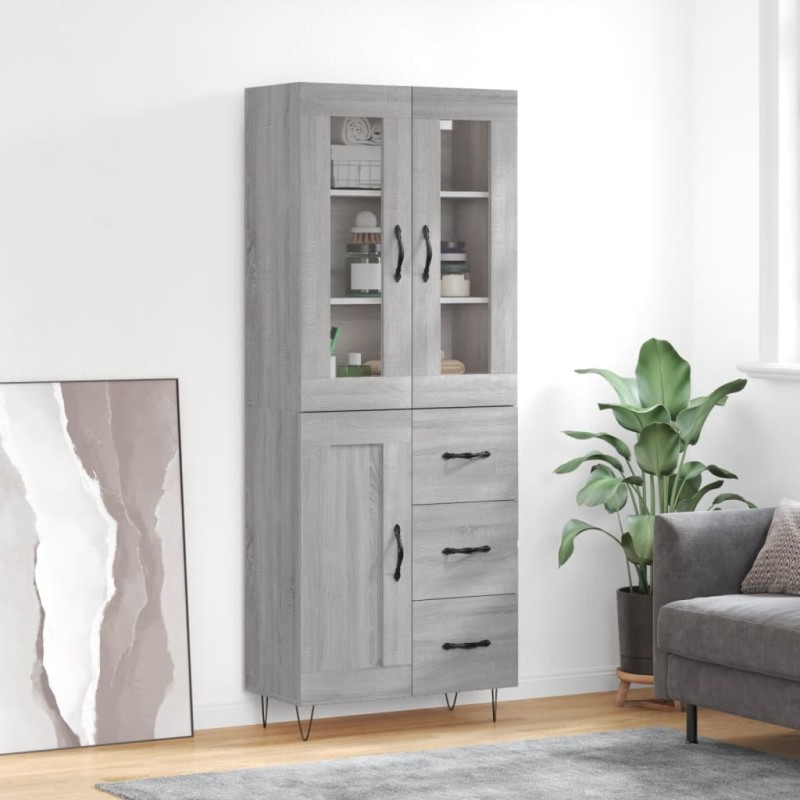 vidaXL Aparador alto madera contrachapada gris sonoma 69,5x34x180 cm vidaXL Aparador alto madera contrachapada gris sonoma 69,5x34x180 cm