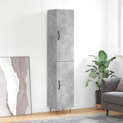 vidaXL Aparador de madera contrachapada gris hormigón 34,5x34x180 cm