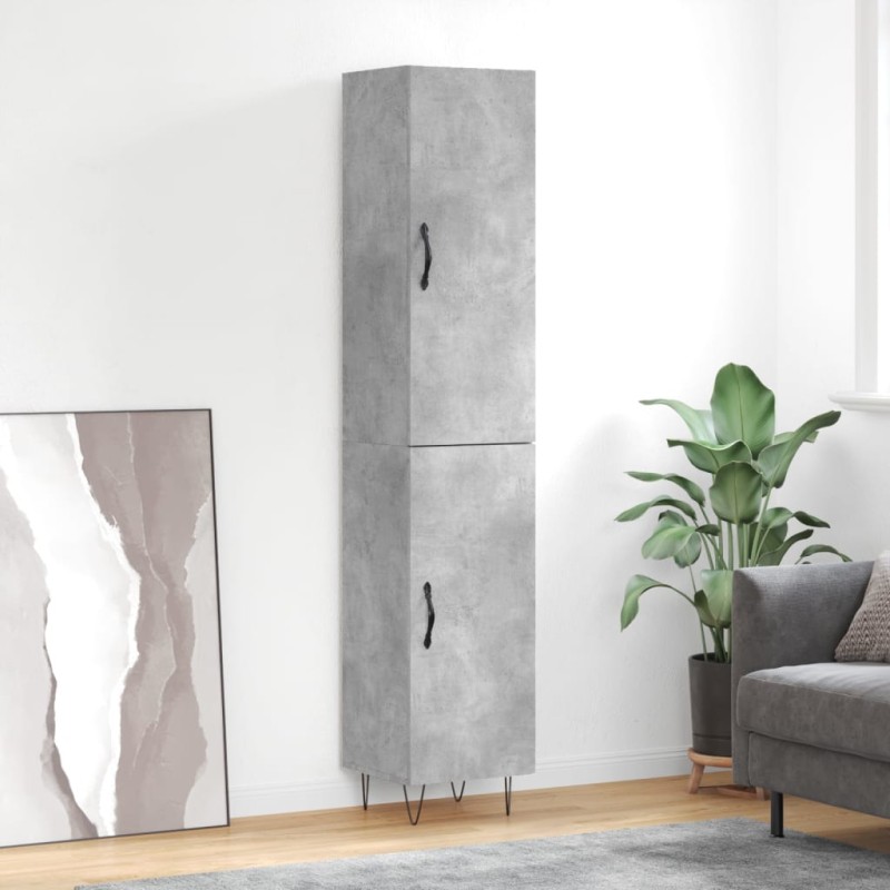vidaXL Aparador de madera contrachapada gris hormigón 34,5x34x180 cm vidaXL Aparador de madera contrachapada gris hormigón 34,5x34x180 cm