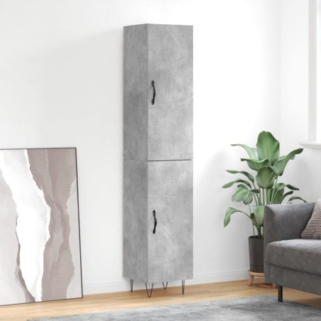 vidaXL Aparador de madera contrachapada gris hormigón 34,5x34x180 cm
