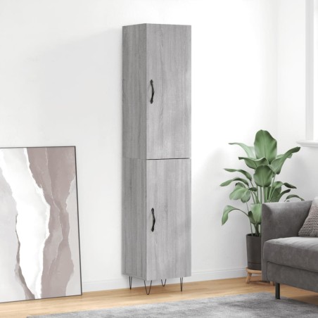 vidaXL Aparador alto madera contrachapada gris Sonoma 34,5x34x180 cm