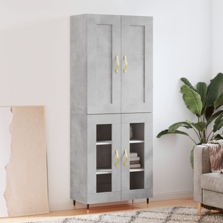 vidaXL Aparador alto madera contrachapada gris hormigón 69,5x34x180 cm