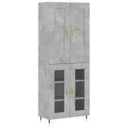 vidaXL Aparador alto madera contrachapada gris hormigón 69,5x34x180 cm