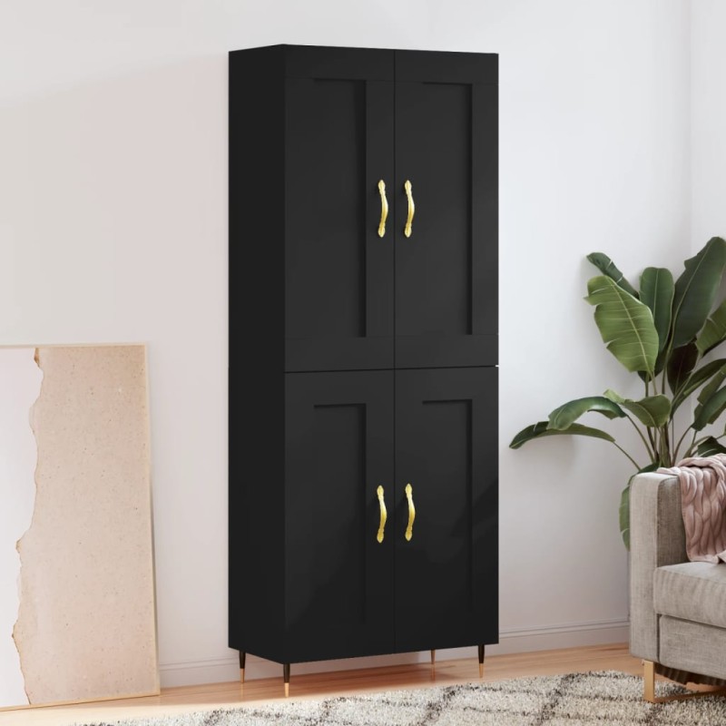 vidaXL Aparador alto madera contrachapada negro 69,5x34x180 cm vidaXL Aparador alto madera contrachapada negro 69,5x34x180 cm