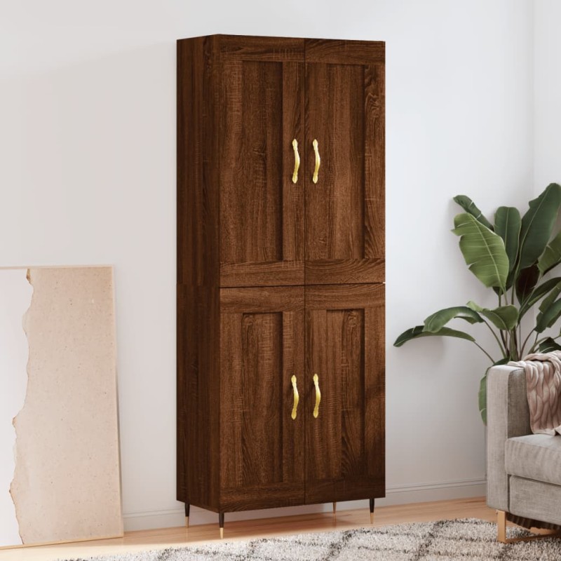 vidaXL Aparador alto madera contrachapada marrón roble 69,5x34x180 cm