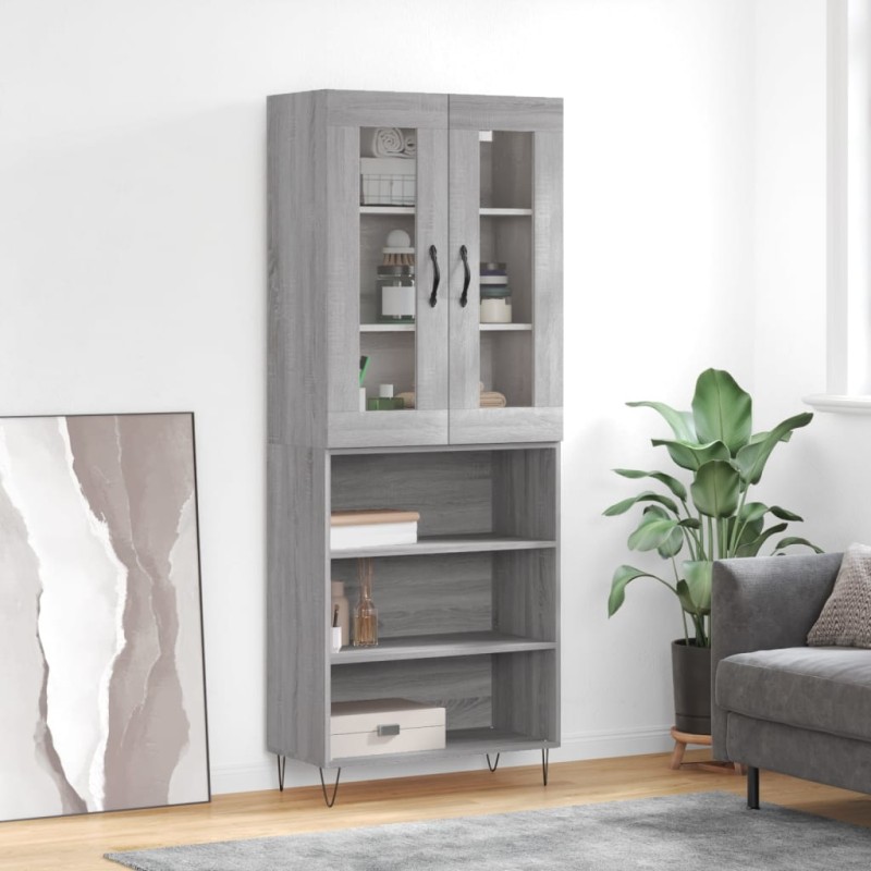 vidaXL Aparador alto madera contrachapada gris sonoma 69,5x34x180 cm vidaXL Aparador alto madera contrachapada gris sonoma 69,5x34x180 cm