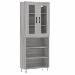 vidaXL Aparador alto madera contrachapada gris sonoma 69,5x34x180 cm