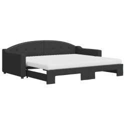 vidaXL Sofá cama nido con colchón tela negro 90x200 cm