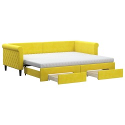 vidaXL Sofá cama nido con cajones terciopelo amarillo 90x200 cm