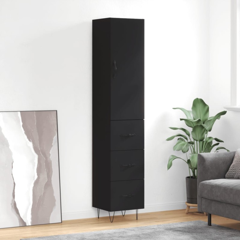 vidaXL Aparador de madera contrachapada negro 34,5x34x180 cm vidaXL Aparador de madera contrachapada negro 34,5x34x180 cm